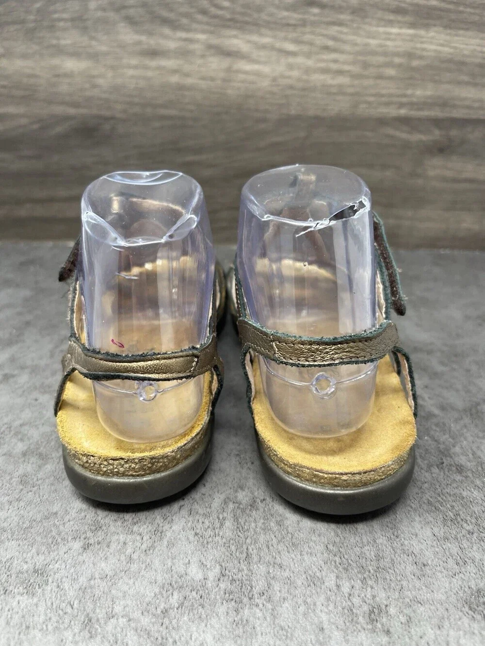 NAOT Dorith Sandals Womens Size 7 (38) Gold Leather Strap Flat Walking